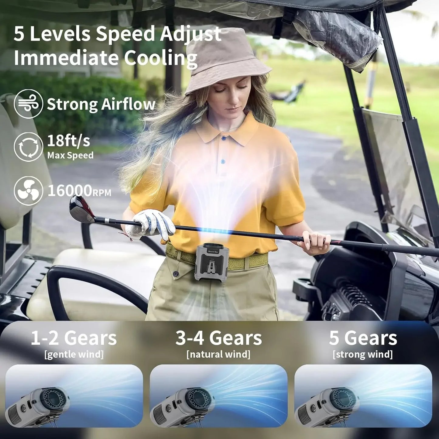 Socoolfan 20000Mah Outdoor Portable Waist Fan Hanging Neck Fan Strong Wind with Power Bank for Sports Courier Outdoor Working