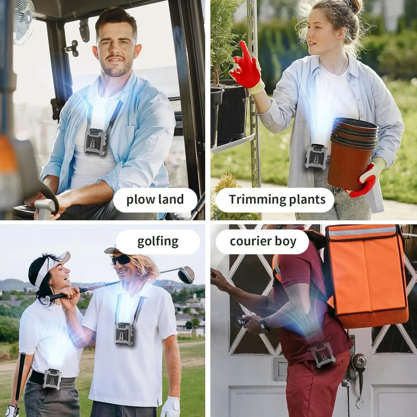 Socoolfan 20000Mah Outdoor Portable Waist Fan Hanging Neck Fan Strong Wind with Power Bank for Sports Courier Outdoor Working