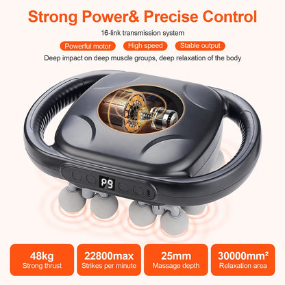 16-Head Fascia Gun High-Frequency Vibration Body Massage Gun Waist and Back Massager Neck Shoulder Massager Muscle Masajeador